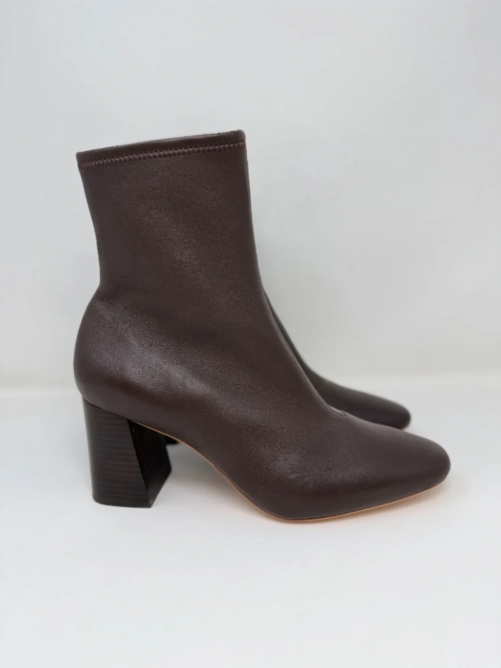 New Loeffler Randall Elise Brown Leather Stretch Bootie Sz 9.5